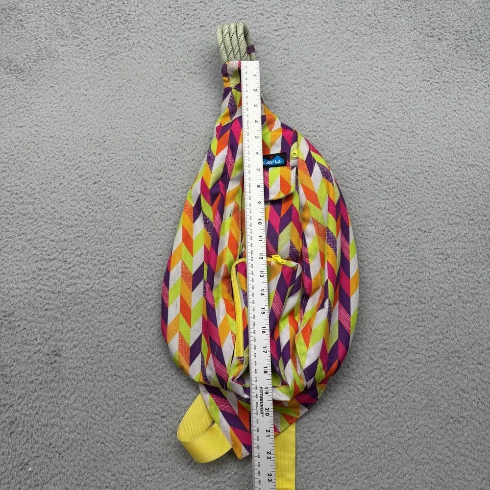 KAVU Sling Bag Funky Geometric Pattern Purple Orange Yellow White Crossbody Bag